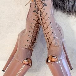 Hella Heels LipKit Open Toe 8inch Boots - Boujee Shoes