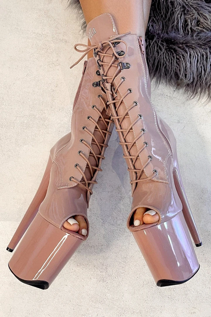 Hella Heels LipKit Open Toe 8inch Boots - Boujee Shoes 2 Hella Heels LipKit Open Toe 8inch Boots - Boujee Shoes