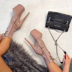 Hella Heels LipKit Open Toe 8inch Boots - Boujee Shoes 9 Hella Heels LipKit Open Toe 8inch Boots - Boujee Shoes