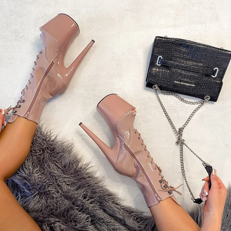 Hella Heels LipKit Open Toe 8inch Boots - Boujee Shoes 5 Hella Heels LipKit Open Toe 8inch Boots - Boujee Shoes