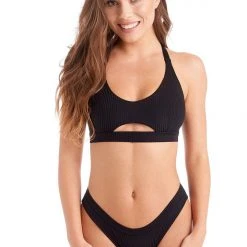 Back In Stock Bandurska Giselle Top - Ribbed Black