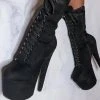 Hella Heels High BabyDoll 7inch Boots - Black