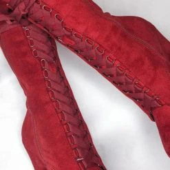 Hella Heels High BabyDoll 7inch Boots - Dark Red