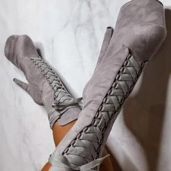 Shoes Hella Heels High BabyDoll 7inch Boots - Light Grey