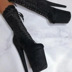 Hella Heels High BabyDoll 8inch Boots - Black Back In Stock