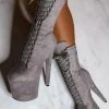 Shoes Hella Heels High BabyDoll 8inch Boots - Light Grey