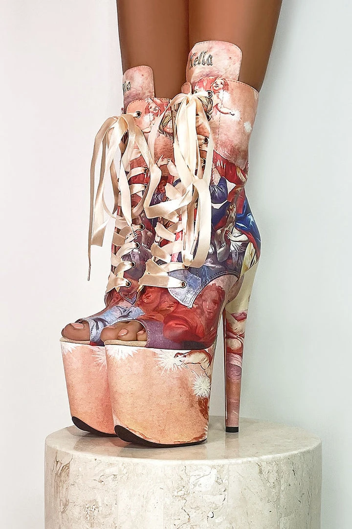 Shoes Hella Heels Renaissance Open Toe 8inch Boots - Holier Than Thou