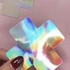 Naughty Thoughts Cross Pasties (5 Pairs) - Holographic Silver