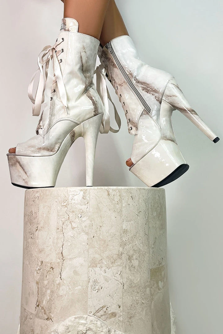 Hella Heels Renaissance Open Toe 7inch Boots - Hope