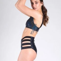 Paradise Chick High Waisted Shorts - Black Sparkles