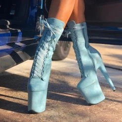 Shoes Hella Heels High BabyDoll 8inch Boots - Baby Blue