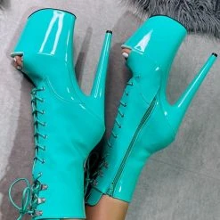 Hella Heels LipKit Open Toe 8inch Boots - Minted