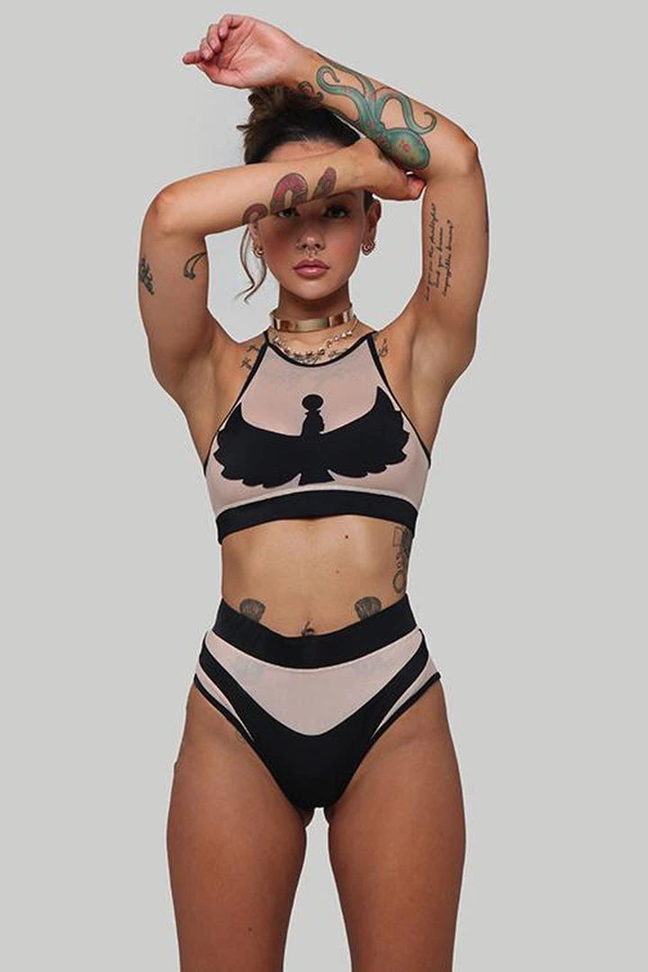 Creatures Of XIX I S I S High Waisted Bottoms - Black With Sand Mesh 6 Creatures Of XIX I S I S High Waisted Bottoms - Black With Sand Mesh