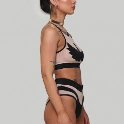 All Pole Wear Creatures Of XIX I S I S Halter Top - Black With Sand Mesh