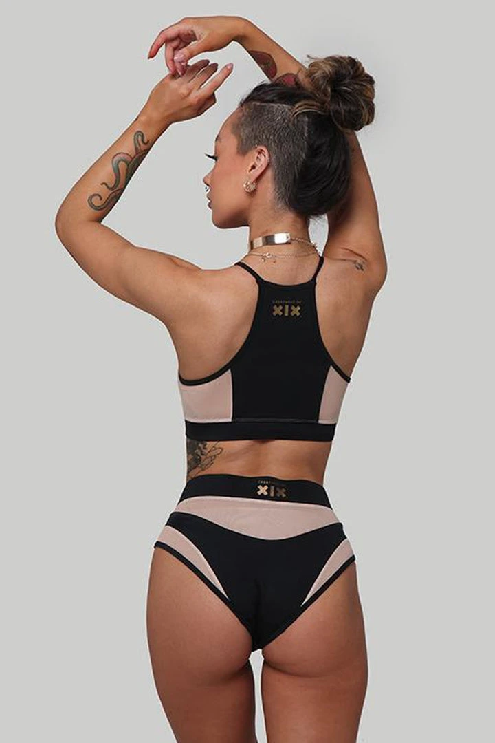 Creatures Of XIX I S I S High Waisted Bottoms - Black With Sand Mesh 2 Creatures Of XIX I S I S High Waisted Bottoms - Black With Sand Mesh