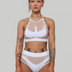 Creatures Of XIX I S I S High Waisted Bottoms - White With Sand Mesh Shorts 7 Creatures Of XIX I S I S High Waisted Bottoms - White With Sand Mesh Shorts