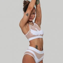 Creatures Of XIX I S I S High Waisted Bottoms - White With Sand Mesh Shorts