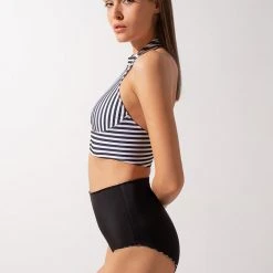 Shark Polewear Double-sided High Waist Shorts - Striped/Black