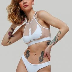 Creatures Of XIX I S I S Halter Top - White With Sand Mesh All Pole Wear 12 Creatures Of XIX I S I S Halter Top - White With Sand Mesh All Pole Wear