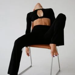 Exo Wear Cut Out Buckle Pants - Black