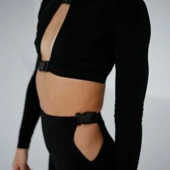 Exo Wear Cut Out Buckle Pants - Black