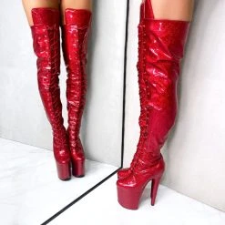 New In Hella Heels The Glitterati Thigh High 8inch Boots - Kansass