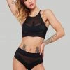 All Pole Wear Creatures Of XIX I S I S High Waisted Bottoms - Black With Black Mesh