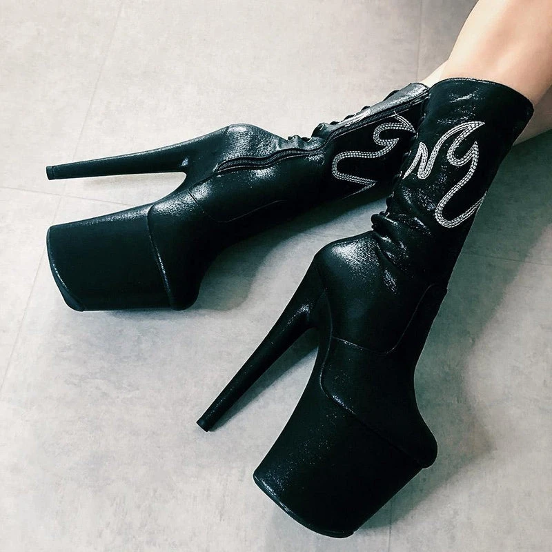 Hella Heels HellGirl 8inch Boots - Black/Glow 3 Hella Heels HellGirl 8inch Boots - Black/Glow