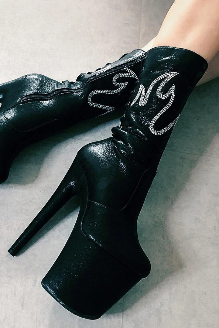 Hella Heels HellGirl 8inch Boots - Black/Glow 2 Hella Heels HellGirl 8inch Boots - Black/Glow