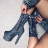 Hella Heels HellGirl 7inch Boots - Grey/White Back In Stock