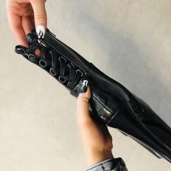 Hella Heels EmpireKicks Corset 8inch Boots - Black Shoes