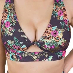 Cleo The Hurricane Twist Sports Bra - Gunmetal Garden All Pole Wear