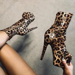 Hella Heels EmpireKicks Corset 7inch Boots - Leopard