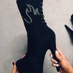 Hella Heels HellGirl 7inch Boots - Black/Mint Shoes