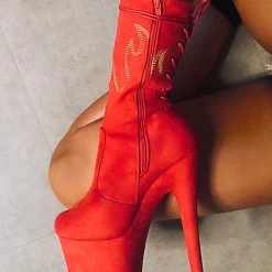 Hella Heels HellGirl 7inch Boots - Red/Yellow Shoes