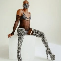 Hella Heels Branded Thigh High 8inch Boots - Black