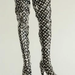 Hella Heels Branded Thigh High 8inch Boots - Black