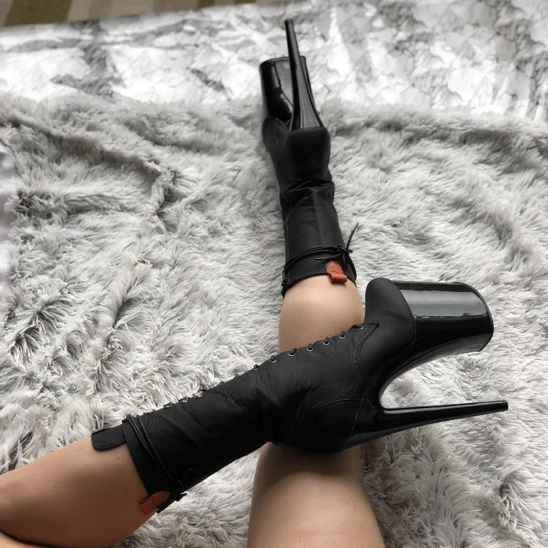 Hella Heels Black Denim Boots - 8inch 6 Hella Heels Black Denim Boots - 8inch