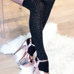Lunalae Thigh High Diamonte Socks - Black Accessories
