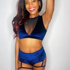 Shimmy & Sparkle London Crop Top - Navy Blue