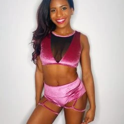 Shimmy & Sparkle London Crop Top - Dusty Pink