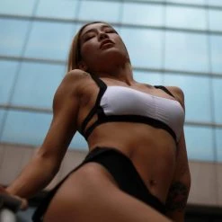 All Pole Wear Hamade Activewear Hollow Back Top - White/Black 11 All Pole Wear Hamade Activewear Hollow Back Top - White/Black