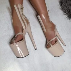 Hella Heels King Hybrid 8inch Boots - Stripped Shoes