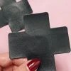 Naughty Thoughts Cross Pasties (5 Pairs) - Leather Black