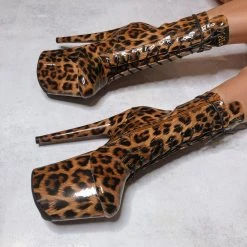 Hella Heels EmpireKicks 8inch Booties - Leopard Shoes