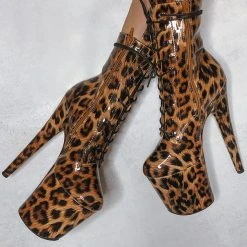 Hella Heels EmpireKicks 8inch Booties - Leopard Shoes