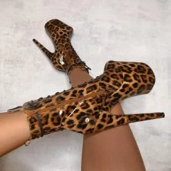 Hella Heels EmpireKicks 8inch Booties - Leopard Shoes
