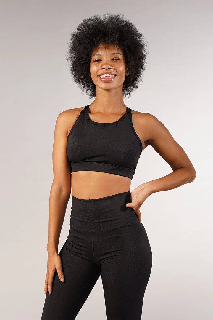 Off The Pole Lifestyle Sports Bra - Black Gator 1 Off The Pole Lifestyle Sports Bra - Black Gator