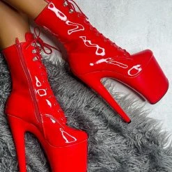 Hella Heels LipKit 8inch Boots - Cherry Pie