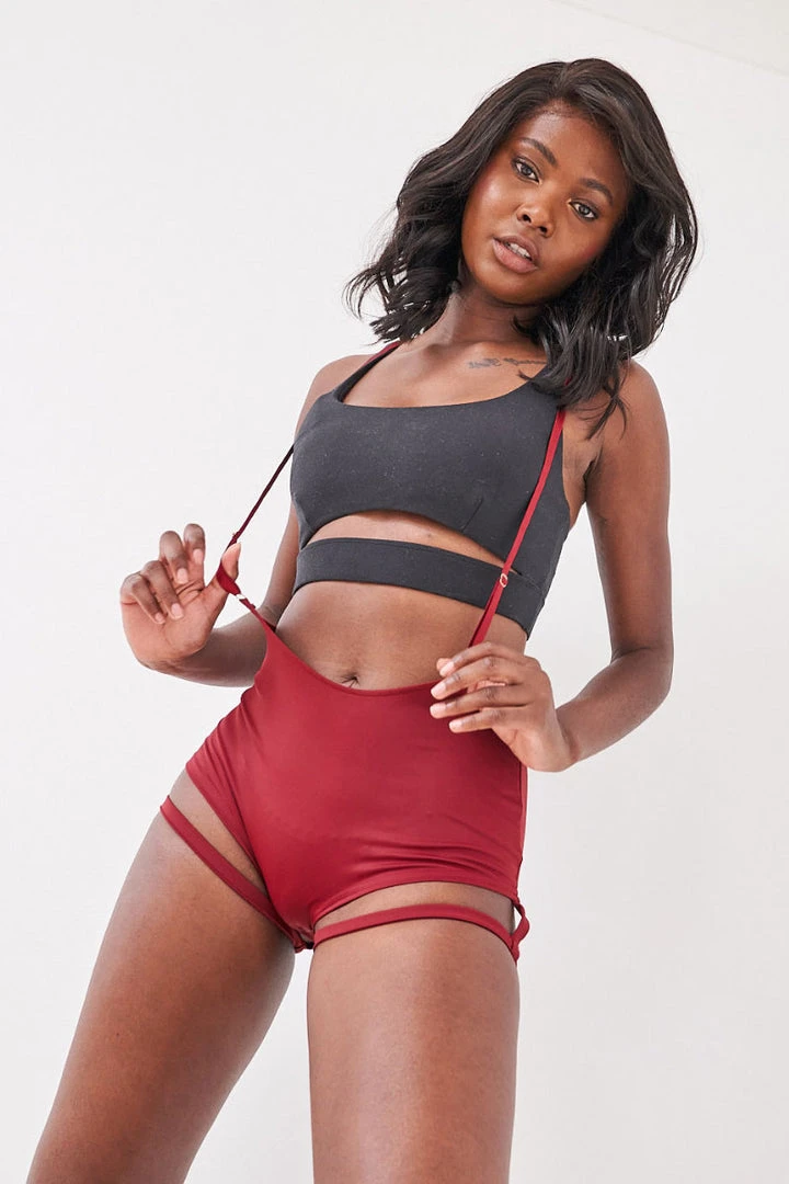 All Pole Wear Lunalae Zena Garter Overall Sling Bottoms - Wine 4 All Pole Wear Lunalae Zena Garter Overall Sling Bottoms - Wine
